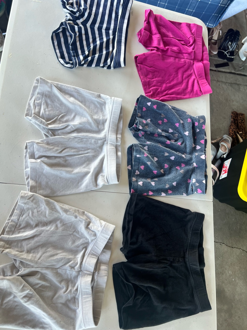 Kids Shorts Pack - Hot Pink, Navy Stripe, Gray, Black & Heart Print
